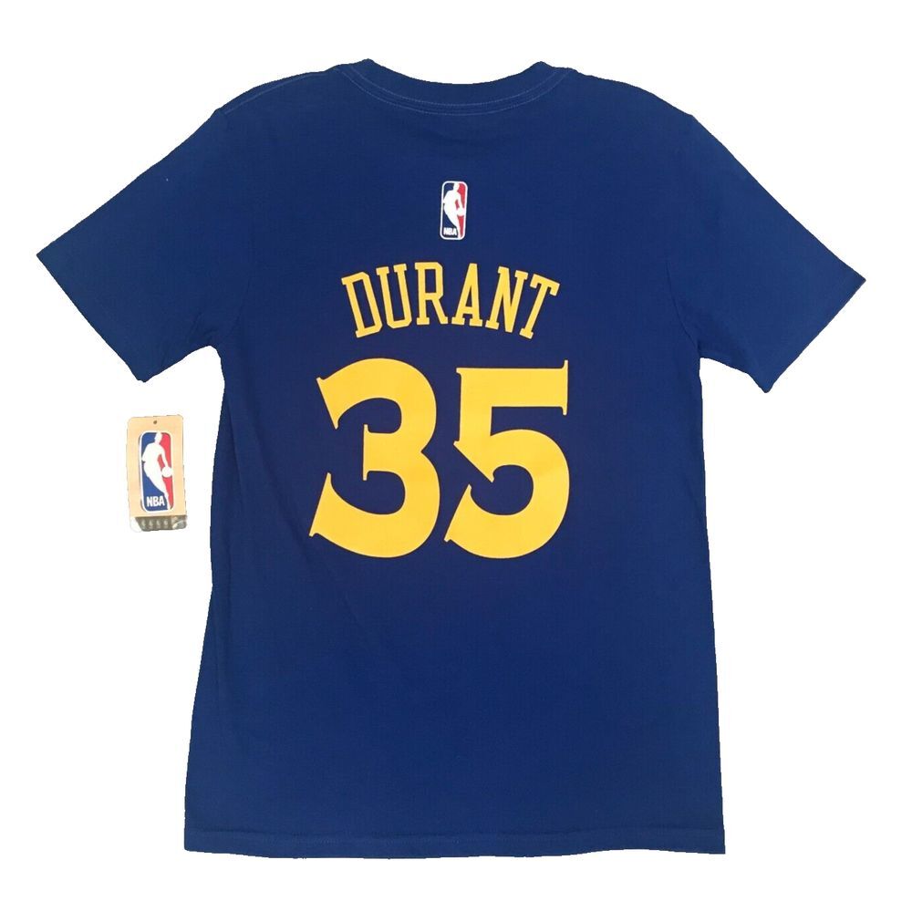 New! NBA Golden State Warriors Kevin Durant Shirt‎ Youth M 10/12 Blue Cotton #35